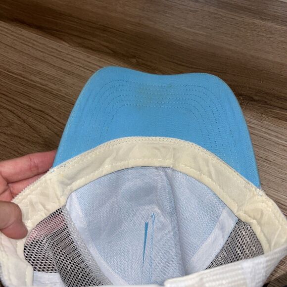 Vtg 70s-80s Light Blue & White Snapback Mesh Trucker Hat Myrtle Beach - Picture 6 of 6